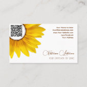 Elegant zonnebloemkalligrafie QR-code Visitekaartje (Achterkant)