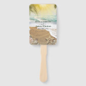 Elegant zonneschijn en blauw oceaanstrand handwaaier (Voorkant)