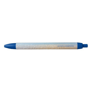 Elegant zonneschijn en blauw oceaanstrand zwarte inkt pen