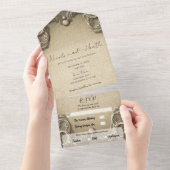 Elegant  Zuid-Charm Burlap Wedding All In One Uitnodiging (Afscheurbaar)
