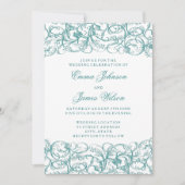 Elegant  zwaait rococo trouwuitnodiging kaart (Voorkant)