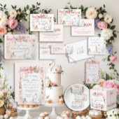 Elegant Zwaan Bloemen Blush Roze Lint Baby shower Kaart