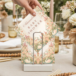 Elegant Zwanenprinses Kasteel Baby Shower Servet