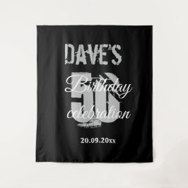 Elegant Zwart 50ste Verjaardagsfeestje  Wandkleed