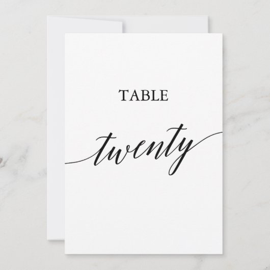 Elegant Zwart 5x7 Afdrukbaar Tafelnummer Twintig (Achterkant)