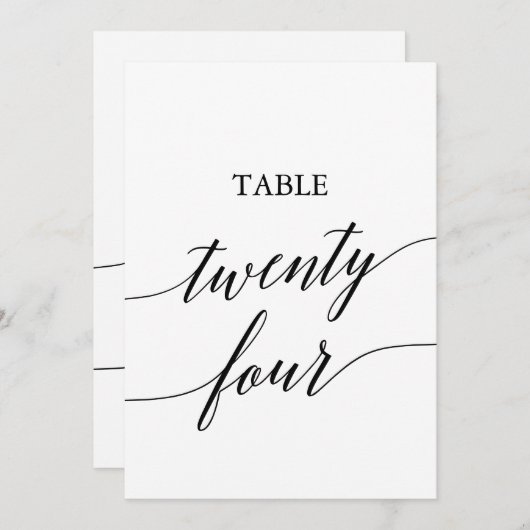 Elegant zwart 5x7 afdrukbare tafel nummer 24 kaart (Voorkant / Achterkant)