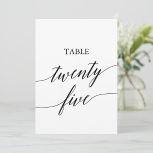 Elegant zwart 5x7 afdrukbare tafel nummer 25 kaart