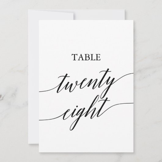 Elegant zwart 5x7 afdrukbare tafel nummer 28 kaart (Voorkant)