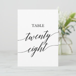 Elegant zwart 5x7 afdrukbare tafel nummer 28 kaart