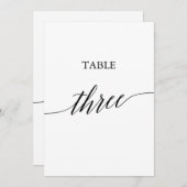 Elegant zwart 5x7 afdrukbare tafel nummer drie kaart (Voorkant / Achterkant)