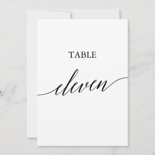 Elegant zwart 5x7 afdrukbare tafel nummer elf kaart (Achterkant)