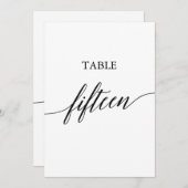 Elegant zwart 5x7 afdrukbare tafel nummer vijftien kaart (Voorkant / Achterkant)