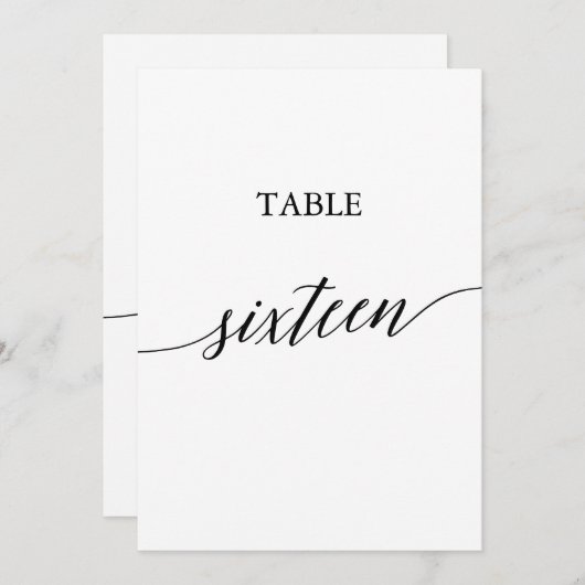Elegant zwart 5x7 afdrukbare tafel nummer zestien kaart (Voorkant / Achterkant)