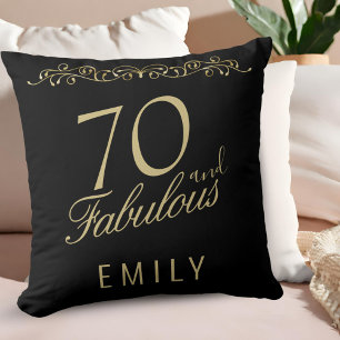 Elegant Zwart 70 en Fabulous Ornament Verjaardag Kussen