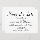 Elegant zwart aangepast script Calligraphy Wedding Save The Date (Voorkant / Achterkant)