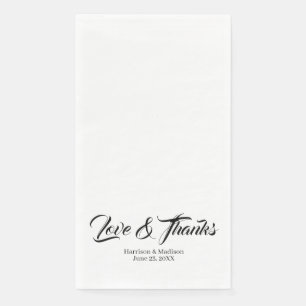 Elegant zwart aangepast script Love & Bedankt brui Servet