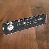 Elegant zwart aangepaste logo naambordje (Zijkant)