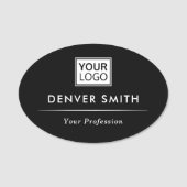 Elegant zwart aangepaste logo naamplaatje (Voorkant)