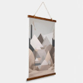 Elegant Zwart Beige Abstract Landschap Hangend Wandkleed (Gebogen)