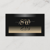 Elegant Zwart Beige Gradient en Initialen Modern Visitekaartje (Voorkant)