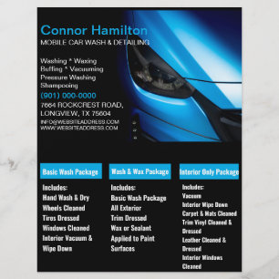 Elegant Zwart Blauw Mobiel Auto Wash Detail Flyer
