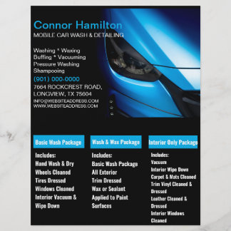 Elegant Zwart Blauw Mobiel Auto Wash Detail Flyer