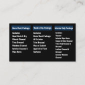 Elegant Zwart Blauw Mobiel Auto Wash Detail Visitekaartje (Achterkant)