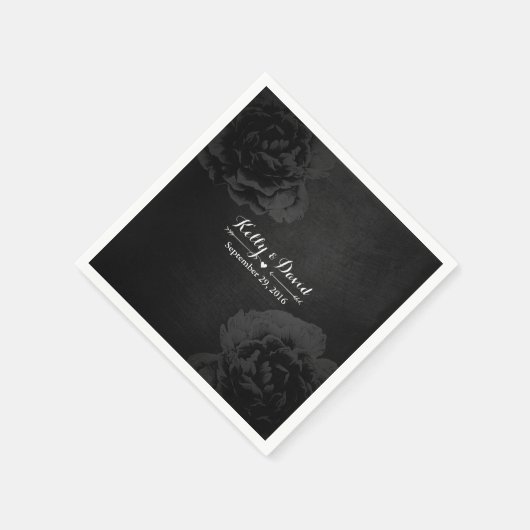 Elegant zwart bloemenbruiloft servetten (Hoek)