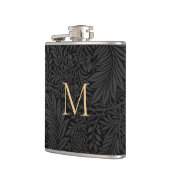 Elegant  zwart bloemengoud monogram heupfles (Links)