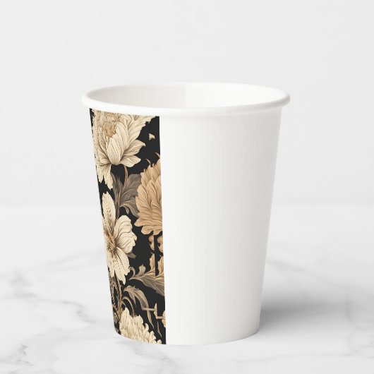 Elegant zwart bloemenpatroon papieren bekers (Links)