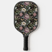 Elegant  zwart bloemig pickleball paddle (Achterkant)