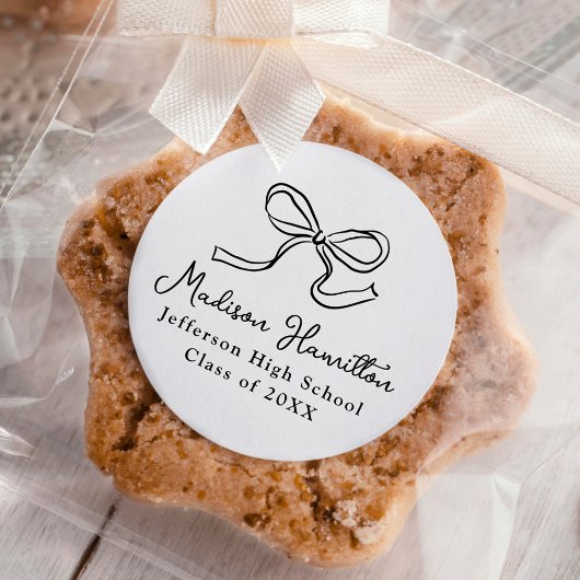 Elegant zwart  boog Afstuderen Ronde Sticker