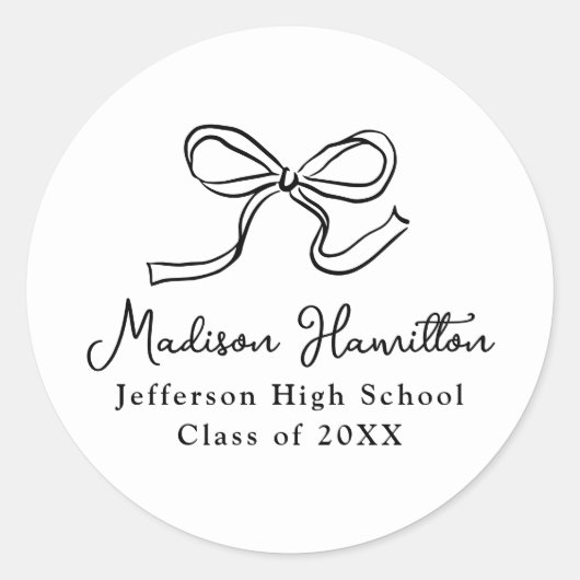 Elegant zwart  boog Afstuderen Ronde Sticker (Voorkant)