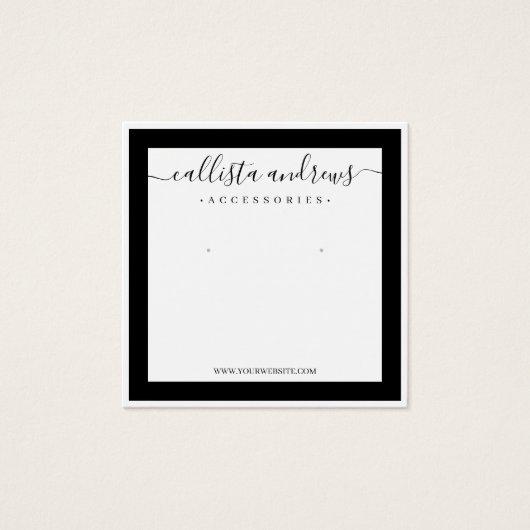 Elegant zwart-border cursive Earning Display Vierkante Visitekaartjes (Voorkant)