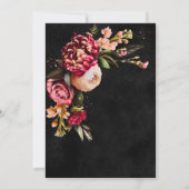 Elegant zwart Bourgondisch bloemenscript Vrijgezel Kaart (Achterkant)