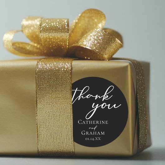 Elegant Zwart Bruiloft Ronde Sticker