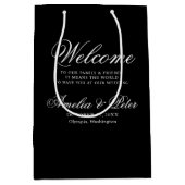 Elegant zwart bruiloft welkom medium cadeauzakje (Voorkant)