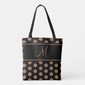 Elegant Zwart Bruin Polka Dots Streep Monogram THR Draagtas (Achterkant)