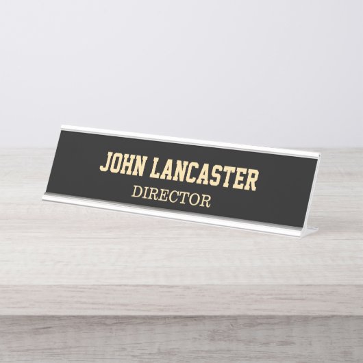 Elegant zwart  bureau naambordje (Voorkant)