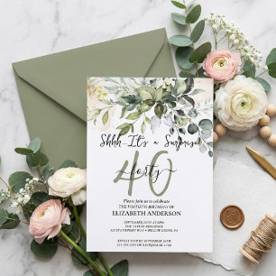 Elegant Zwart Calligrafie Verrassingsfeestje Kaart
