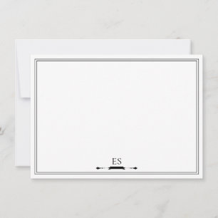 Elegant zwart chique Initiaal monogram Notitiekaartje