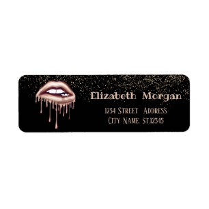 Elegant,Zwart,Confetti, Metallic Druppelende Lippe Etiket
