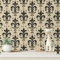 Elegant zwart crème Fleur de Lis patroon