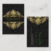Elegant Zwart  Damasks Goud Lijst Visitekaartje (Voorkant / Achterkant)