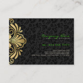 Elegant Zwart  Damasks Goud Lijst Visitekaartje (Achterkant)