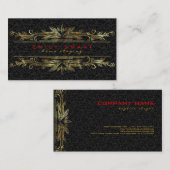 Elegant Zwart Damasks Goud Lijst Visitekaartje (Voorkant / Achterkant)