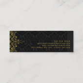 Elegant zwart damast & gouden bloemenkant Lijst Mini Visitekaartje (Achterkant)