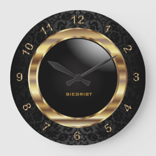 Elegant zwart damast ontwerp grote klok