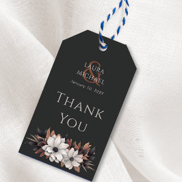 Elegant Zwart Dank u Cadeau Label Bloemen Cadeaulabel