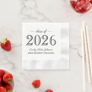 Elegant zwart eindexamenfeest klas van 2026 servet